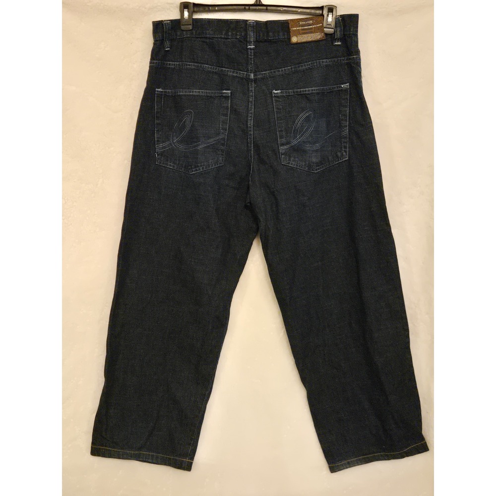 Evolution 1972 Extra Baggy Jeans Mens‎ 38x29 Dark Wash Wide Leg Denim Streetwear - Picture 3 of 10